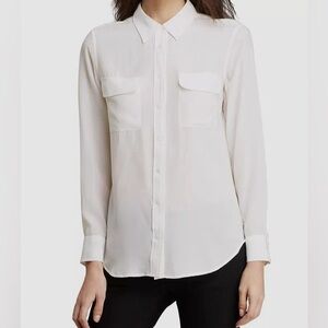 Equipment Femme White 100% Silk Button Down Blouse XS